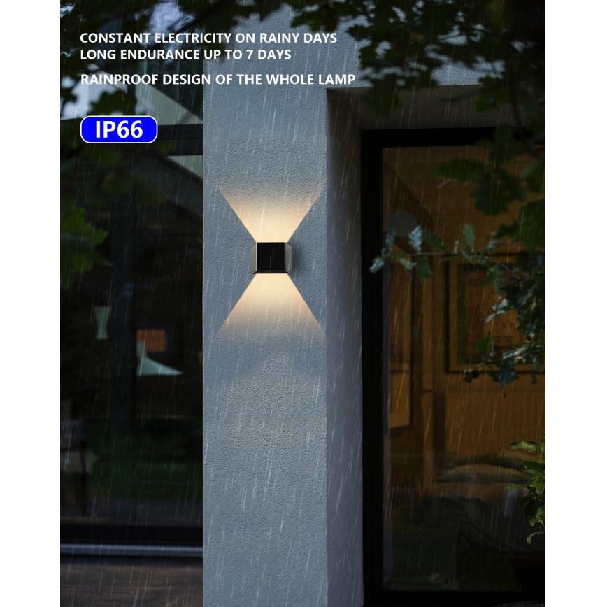 LED Соларен аплик със сензор LED/2W/5V IP54 1300 mAh