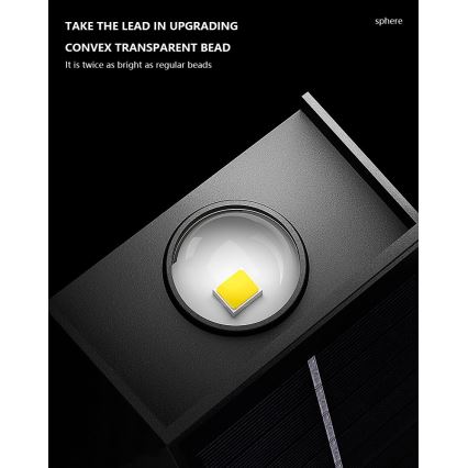 LED Соларен аплик със сензор LED/2W/5V IP54 1300 mAh