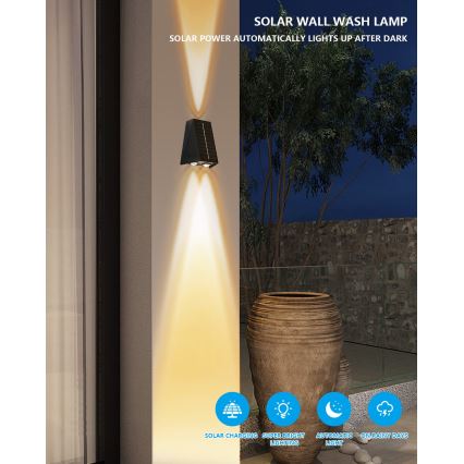 LED Соларен аплик със сензор LED/2W/5V IP54 1300 mAh