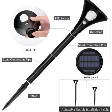 LED Соларна лампа със сензор LED/1W/3,7V 6000K IP65 1500 mAh