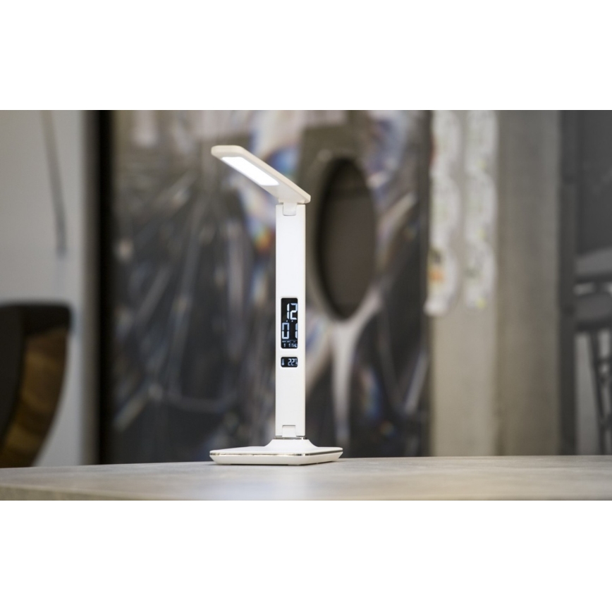 LED Настолна лампа с дисплей LED/9W/230V бяла