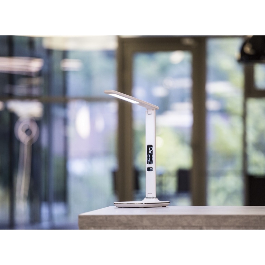 LED Настолна лампа с дисплей LED/9W/230V бяла
