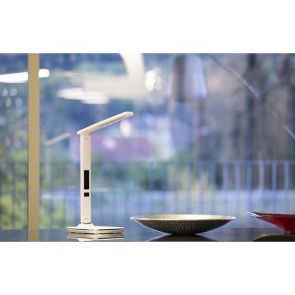 LED Настолна лампа с дисплей LED/9W/230V бяла