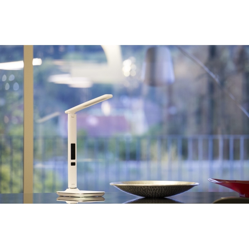 LED Настолна лампа с дисплей LED/9W/230V бяла