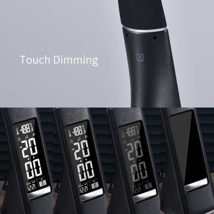 LED Настолна димируема лампа с дисплей LEATHER LED/6,5W/5V черна