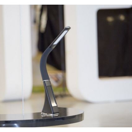 LED Настолна димируема лампа с дисплей LEATHER LED/6,5W/5V черна