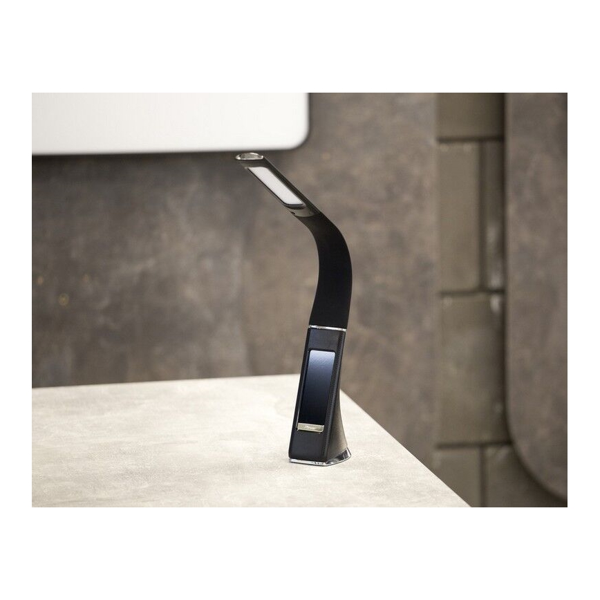 LED Настолна димируема лампа с дисплей LEATHER LED/6,5W/5V черна