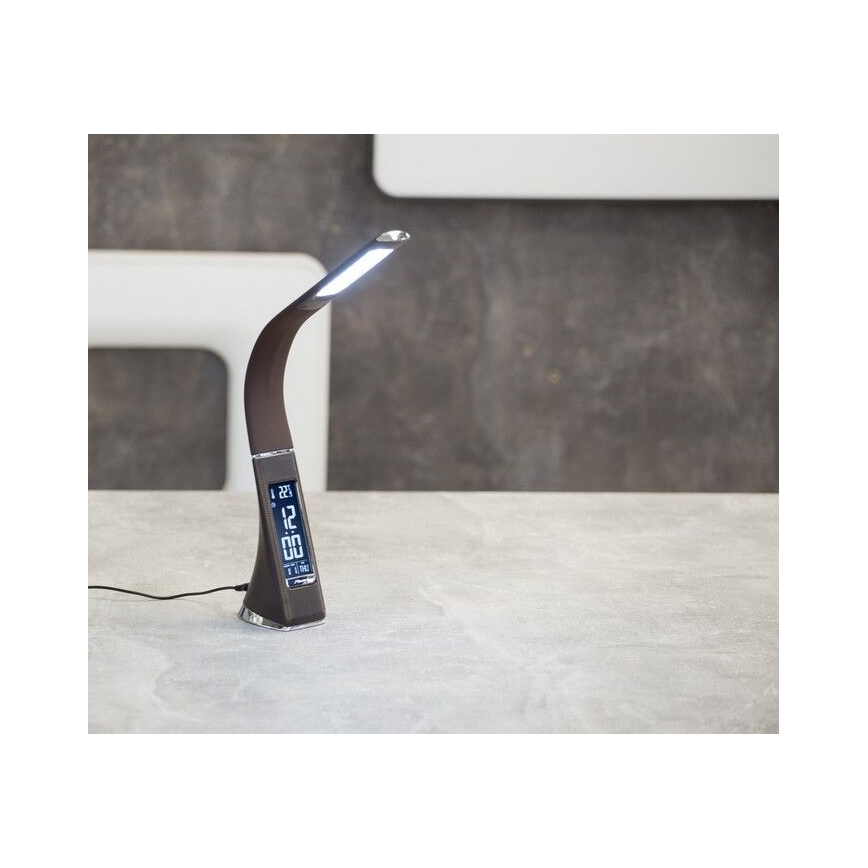 LED Димируема настолна лампа с дисплей LEATHER LED/7W/230V