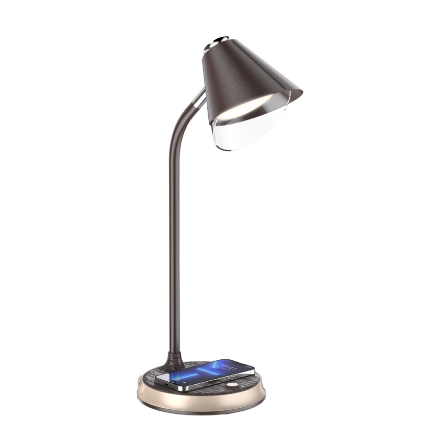 LED Димируема настолна лампа с безжично зареждане FINCH LED/9W/12/230V кафяв/златист