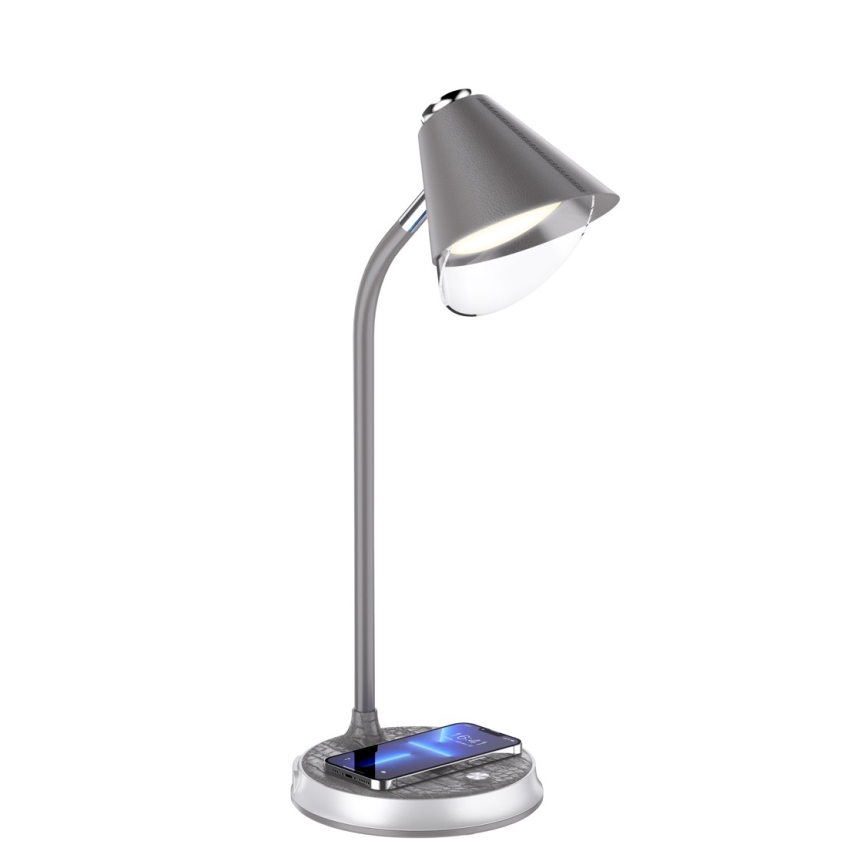 LED Димируема настолна лампа с безжично зареждане FINCH LED/9W/12/230V сив/лъскав хром