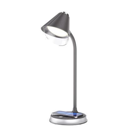 LED Димируема настолна лампа с безжично зареждане FINCH LED/9W/12/230V сив/лъскав хром