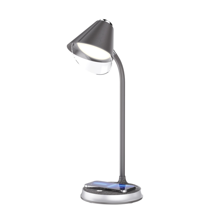 LED Димируема настолна лампа с безжично зареждане FINCH LED/9W/12/230V сив/лъскав хром