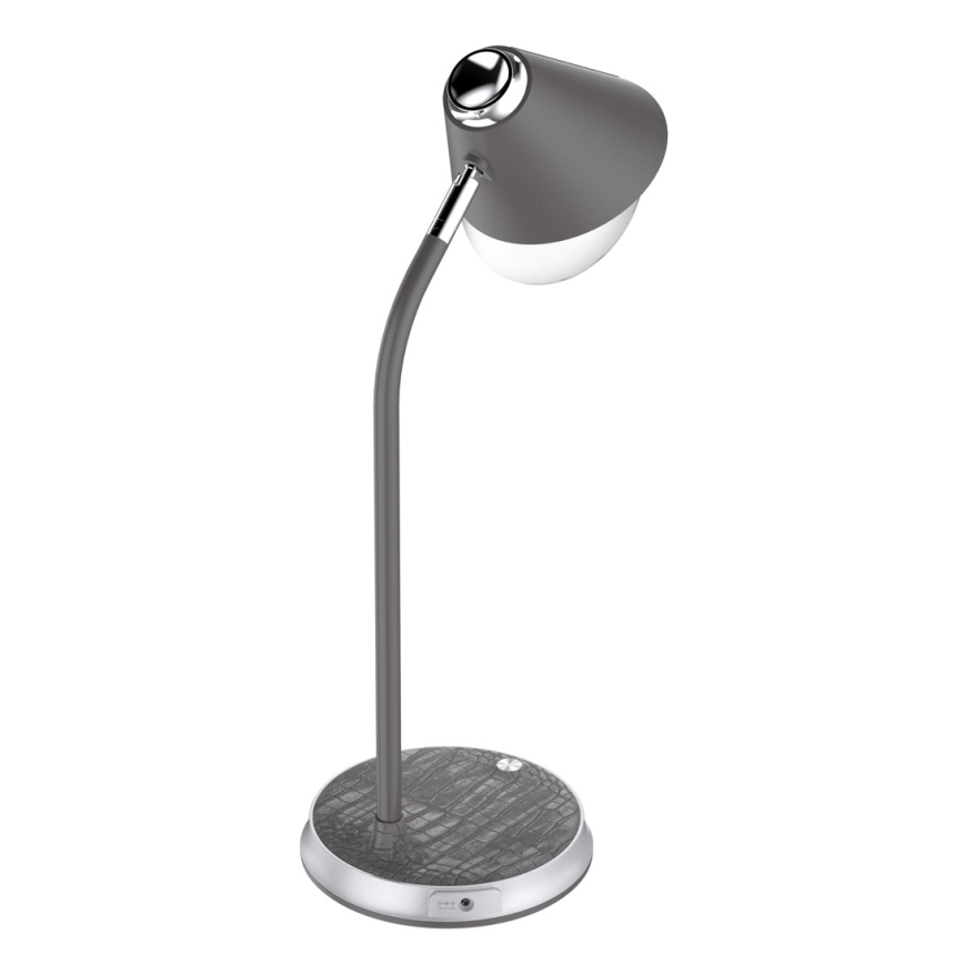LED Димируема настолна лампа с безжично зареждане FINCH LED/9W/12/230V сив/лъскав хром