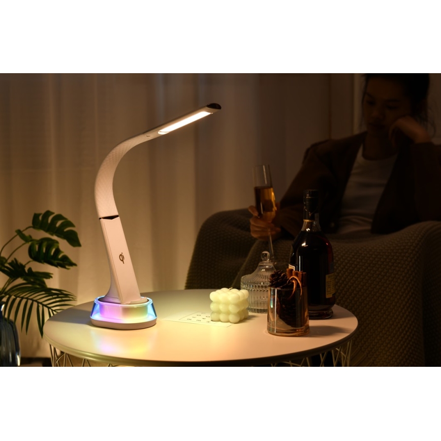 LED RGB Димируема настолна лампа с безжично зареждане CORELLA LED/7W/12/230V черен