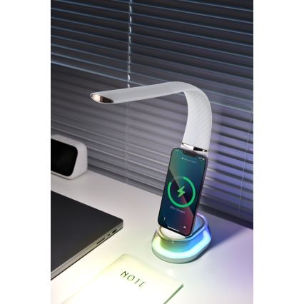 LED RGB Димируема настолна лампа с безжично зареждане CORELLA LED/7W/12/230V черен