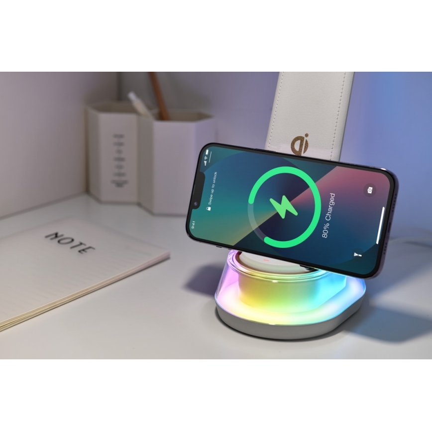 LED RGB Димируема настолна лампа с безжично зареждане CORELLA LED/7W/12/230V черен