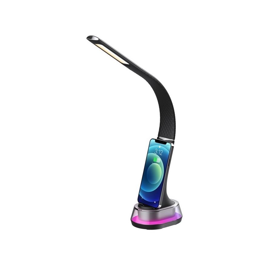 LED RGB Димируема настолна лампа с безжично зареждане CORELLA LED/7W/12/230V черен