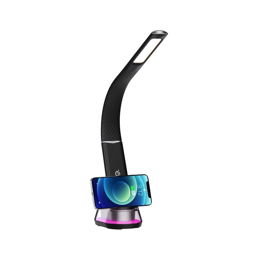 LED RGB Димируема настолна лампа с безжично зареждане CORELLA LED/7W/12/230V черен