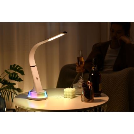 LED RGB Димируема настолна лампа с безжично зареждане CORELLA LED/7W/12/230V бял