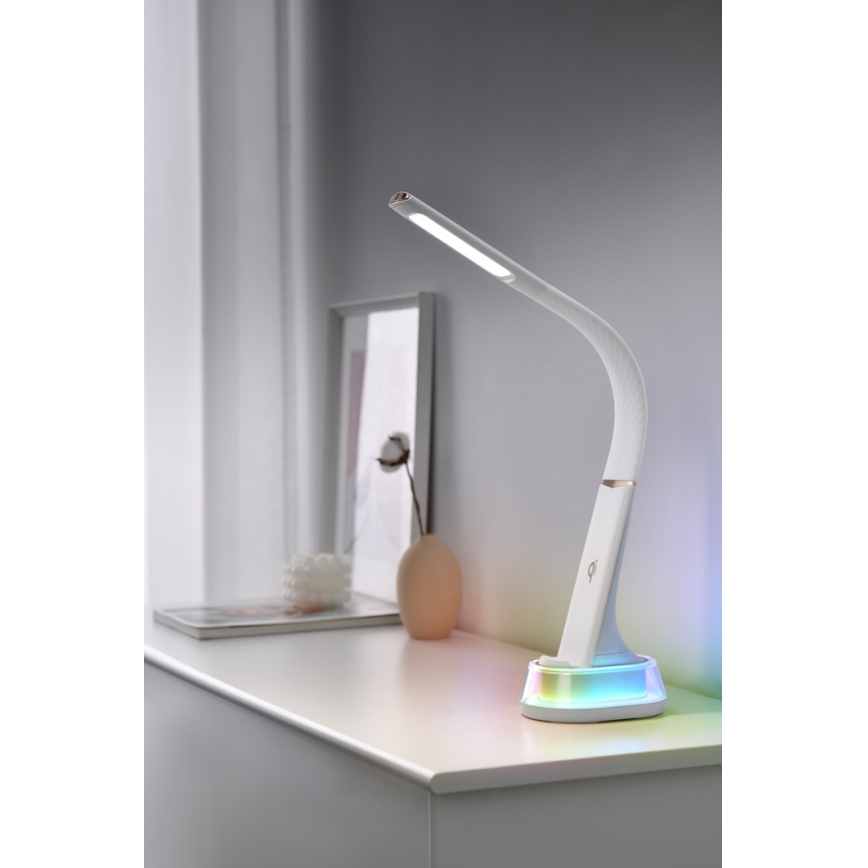 LED RGB Димируема настолна лампа с безжично зареждане CORELLA LED/7W/12/230V бял