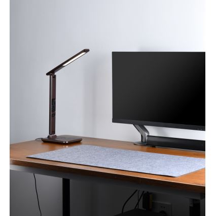 LED Димируема настолна лампа с безжично зареждане LED/8,5W/230V кафяв
