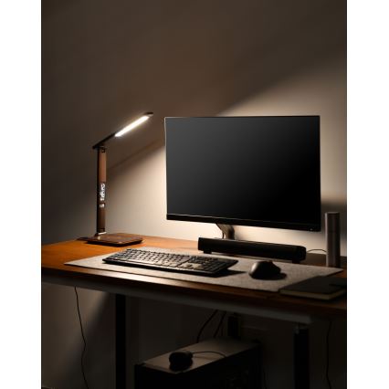 LED Димируема настолна лампа с безжично зареждане LED/8,5W/230V кафяв