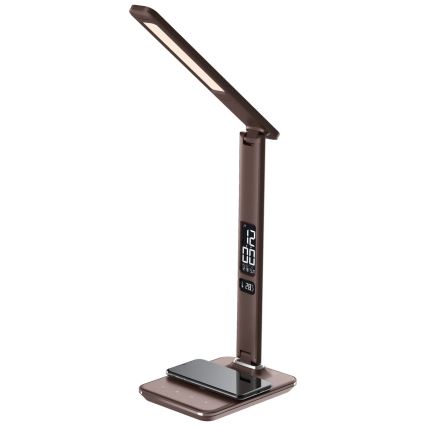 LED Димируема настолна лампа с безжично зареждане LED/8,5W/230V кафяв