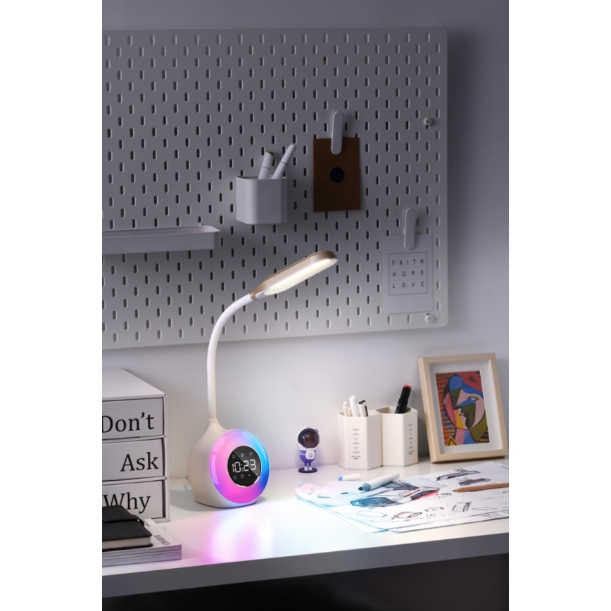 LED RGBW Димируема настолна лампа с будилник FALCON LED/10W/12V