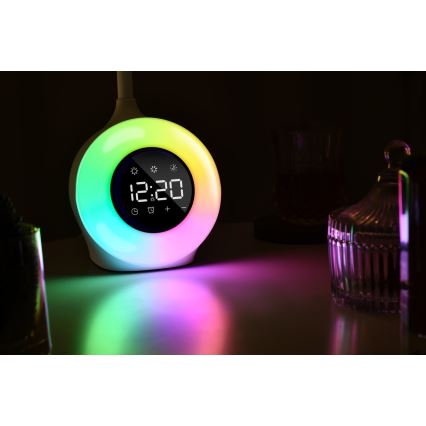 LED RGBW Димируема настолна лампа с будилник FALCON LED/10W/12V