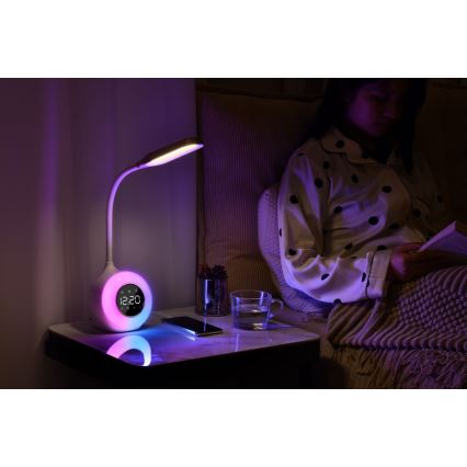 LED RGBW Димируема настолна лампа с будилник FALCON LED/10W/12V