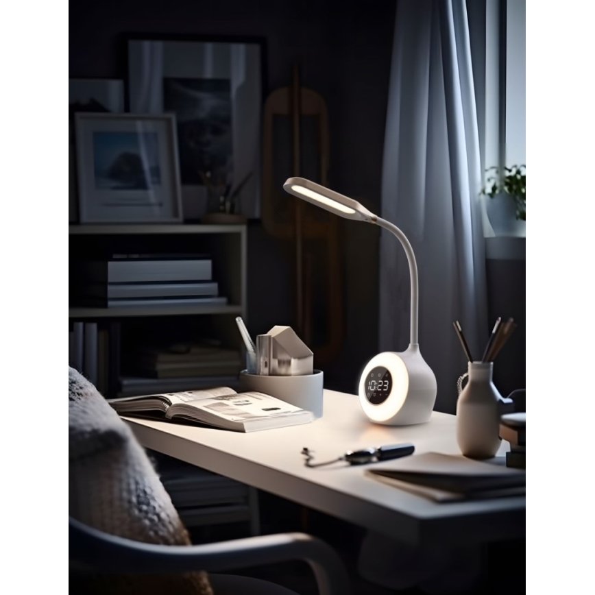 LED RGBW Димируема настолна лампа с будилник FALCON LED/10W/12V
