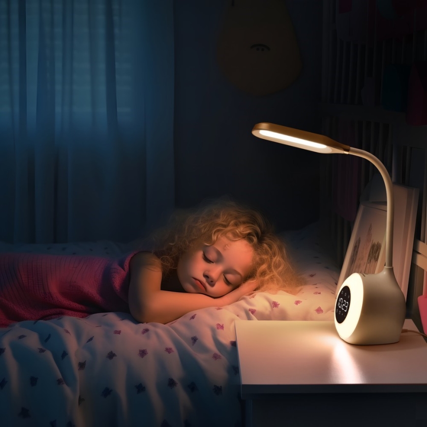 LED RGBW Димируема настолна лампа с будилник FALCON LED/10W/12V