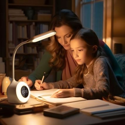 LED RGBW Димируема настолна лампа с будилник FALCON LED/10W/12V
