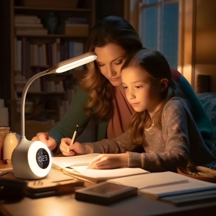LED RGBW Димируема настолна лампа с будилник FALCON LED/10W/12V