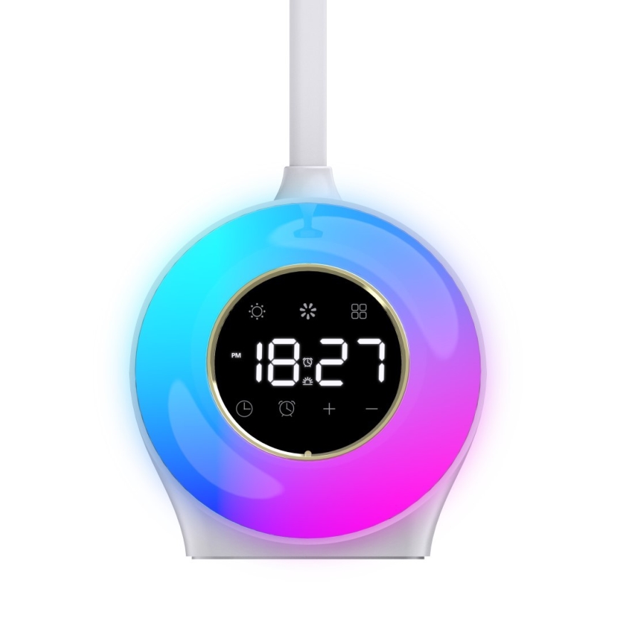 LED RGBW Димируема настолна лампа с будилник FALCON LED/10W/12V