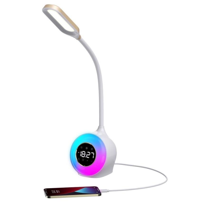 LED RGBW Димируема настолна лампа с будилник FALCON LED/10W/12V