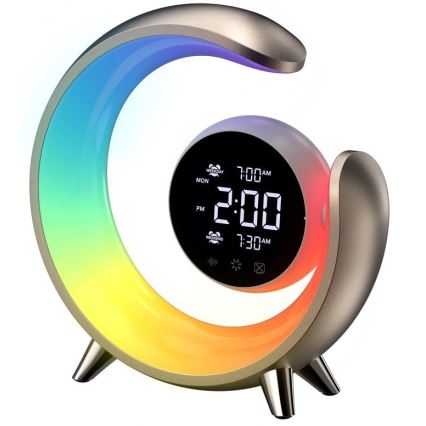 LED RGBW регулируема настолна лампа с будилник PEACOCK LED/20W/5V USB