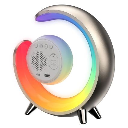 LED RGBW регулируема настолна лампа с будилник PEACOCK LED/20W/5V USB