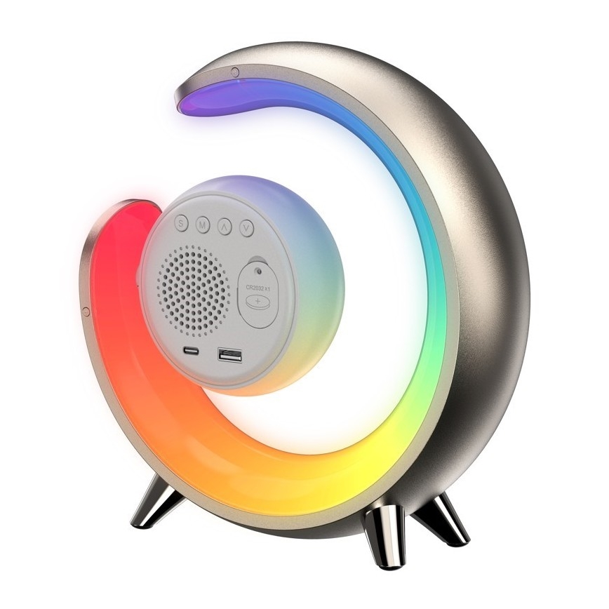 LED RGBW регулируема настолна лампа с будилник PEACOCK LED/20W/5V USB