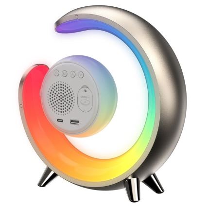 LED RGBW регулируема настолна лампа с будилник PEACOCK LED/20W/5V USB