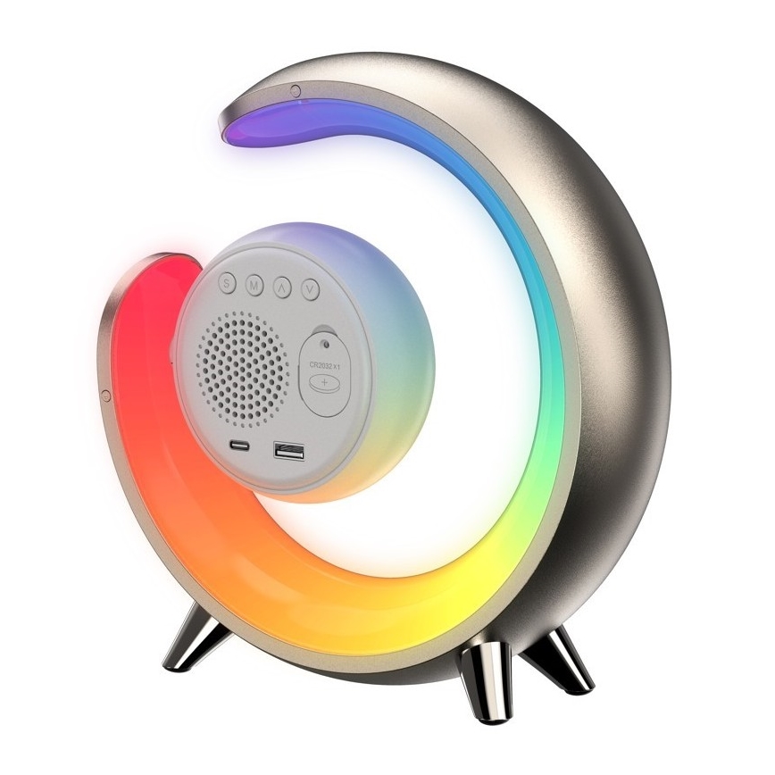 LED RGBW регулируема настолна лампа с будилник PEACOCK LED/20W/5V USB