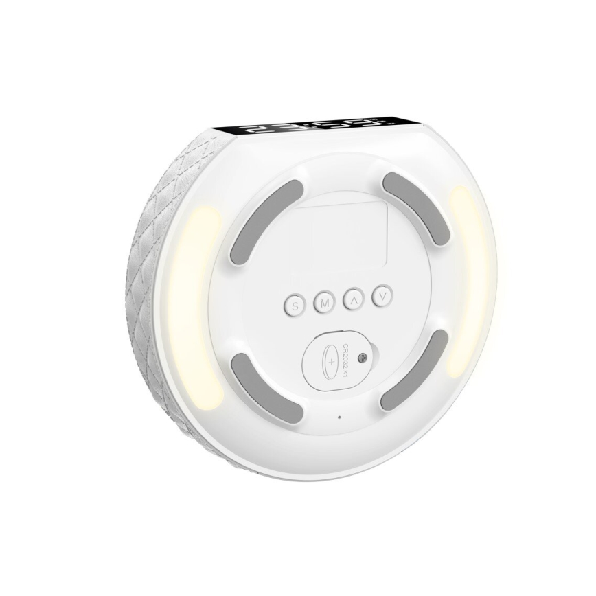 Будилник с LCD дисплей и безжично Qi зарядно 27W/9V 220 mAh бял