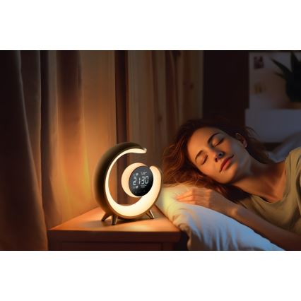 LED RGBW Димируема настолна лампа с будилник LED/20W/5V USB сребрист