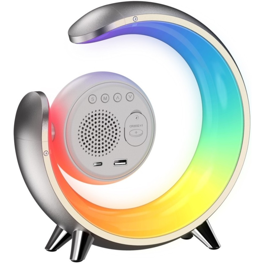 LED RGBW Димируема настолна лампа с будилник LED/20W/5V USB сребрист