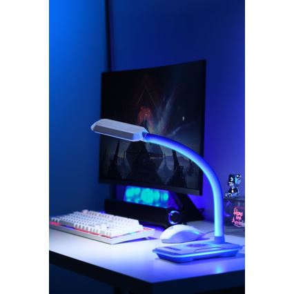 LED RGBW Димируема настолна лампа с Qi зареждане 30W/230V 3000K/4000K/5000K черен