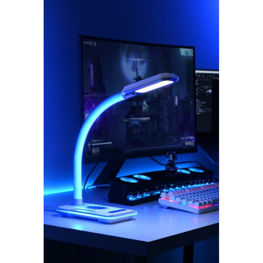 LED RGBW Димируема настолна лампа с Qi зареждане 30W/230V 3000K/4000K/5000K черен