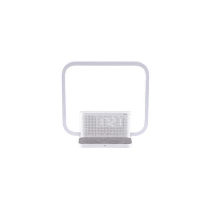 LED Димируема настолна лампа с будилник и Qi зареждане LED/18W/230V бял