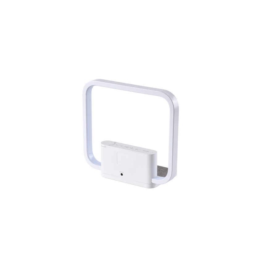 LED Димируема настолна лампа с будилник и Qi зареждане LED/18W/230V бял