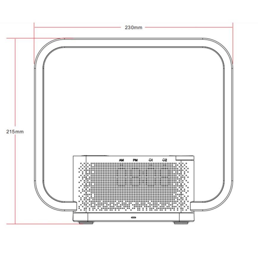 LED Димируема настолна лампа с будилник и Qi зареждане LED/18W/230V бял