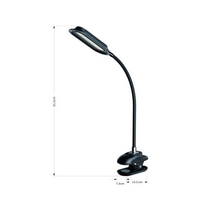LED+CCT Димируема настолна лампа с клипс CLIP LED/7,5W/230V 3000/4200/5000K черна
